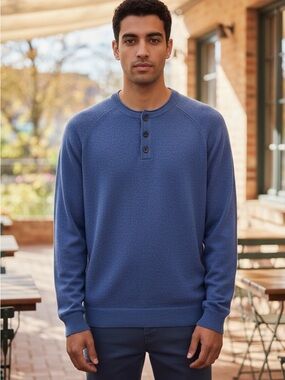 J.Crew Blue Wool Blend Henley Sweater | Men’s Large | NWT